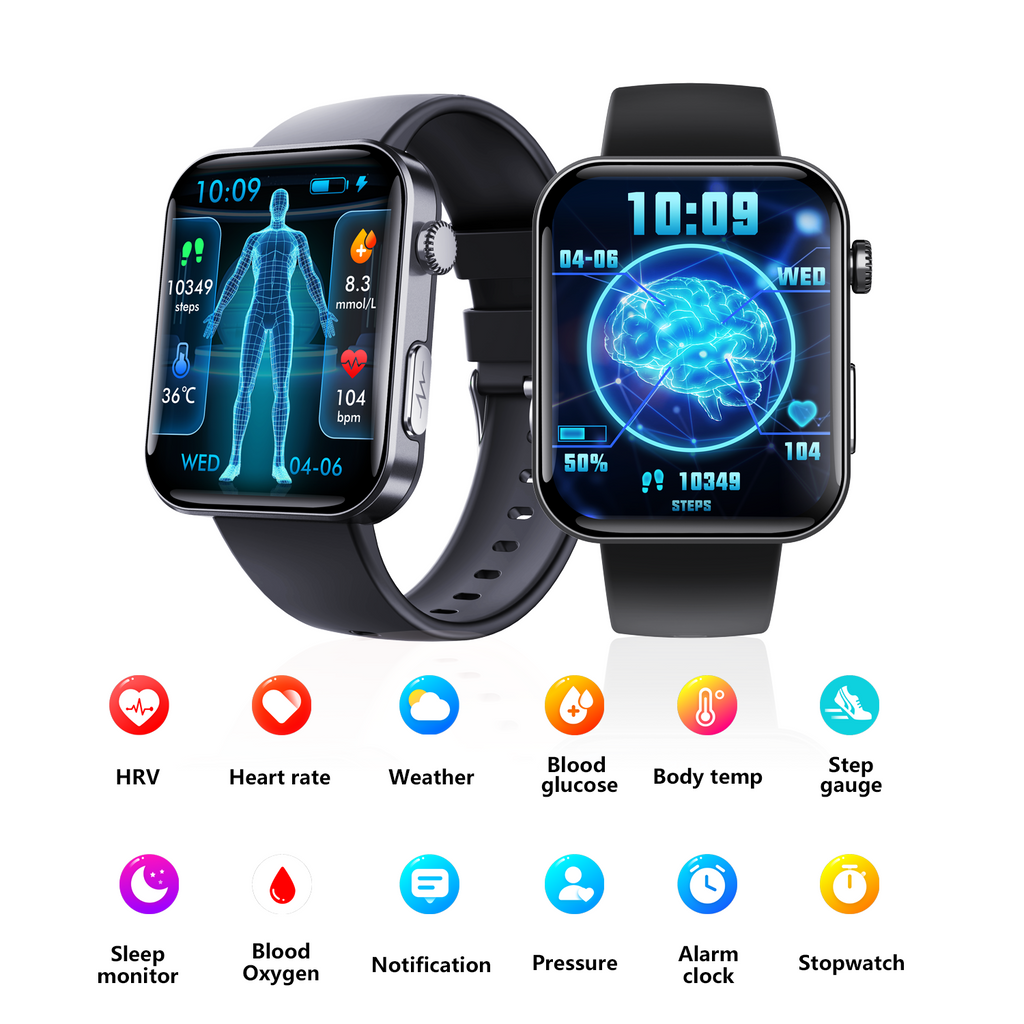 ECG Smart Watch — Blood Pressure, Heart Rate, Blood Oxygen & Glucose Monitor