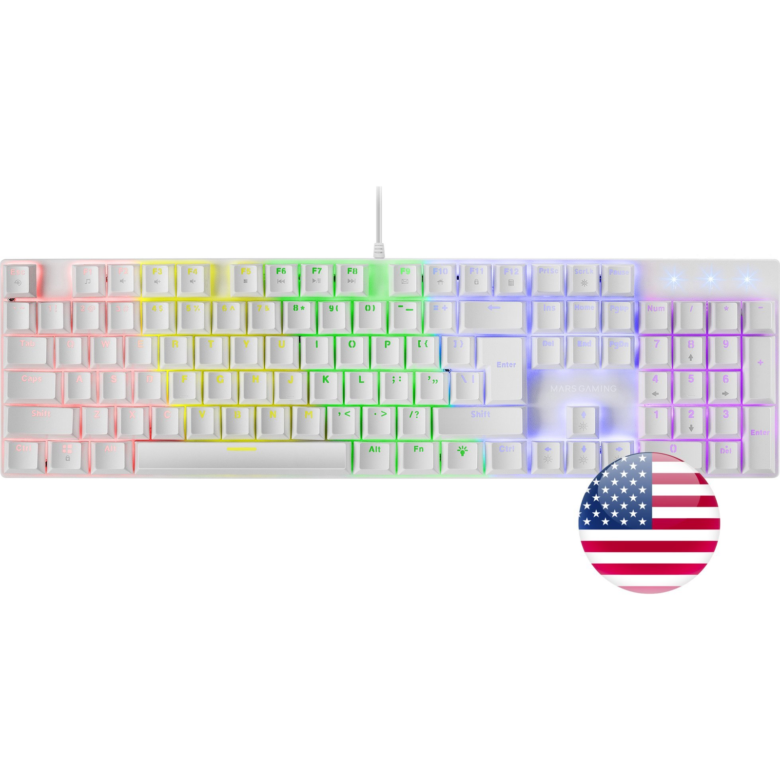 Mars Gaming MK422 billentyűzet Játék USB QWERTY Amerikai angol Fehér-0