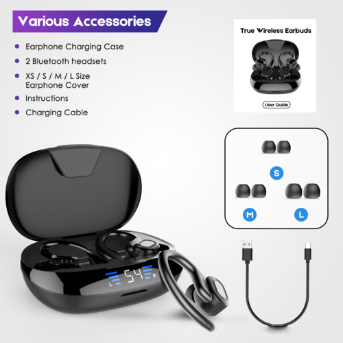 Spor TWS Bluetooth Kulaklık | LED Ekranlı Kablosuz Earbuds